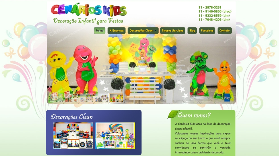 Criação de site Cenários Kids - Decoração para Festas Infantil