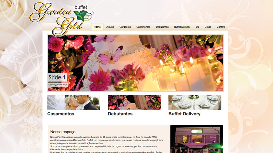 Buffet Garden Gold - Criação de Site para Salão de Festas para Eventos em geral