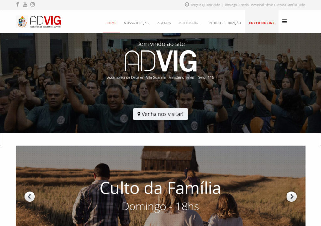Criação de Site: ADVIG - Assembleia de Deus em Vila Guarani - Setor 115 - Ministério Belém